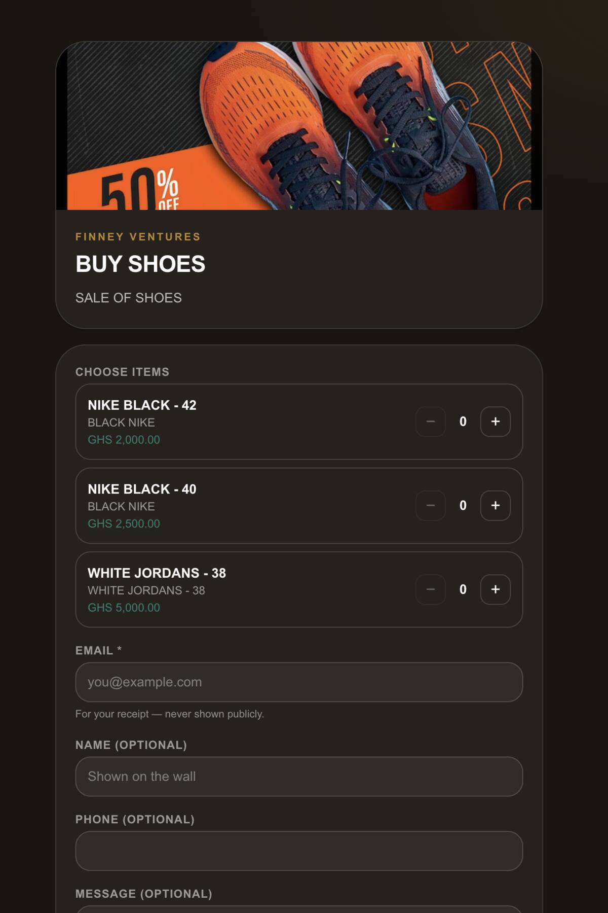Public payment link page
